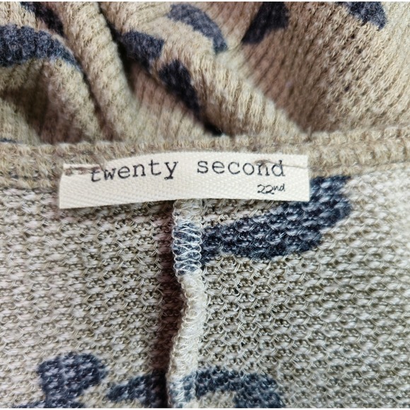 Twenty Second Leopard Print Waffle Knit Open Front Cardigan Tan Black Size M - Picture 5 of 5